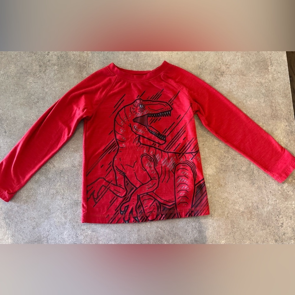 Jumping Bean- Red Dinosaur Graphic Long Sleeve Shirt